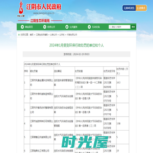 江阴市人民政府门户网-2024年1月受到环保行政处罚的单位和个人