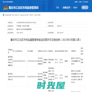 重庆市江北区市场监督管理局食品经营许可注销信息（2023年3月第三周）_重庆市市场监督管理局